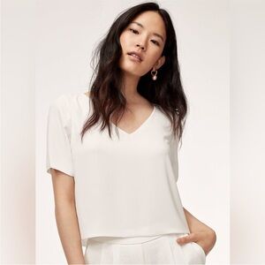 Aritzia Babaton Randy Blouse Cropped Short Sleeve Top
